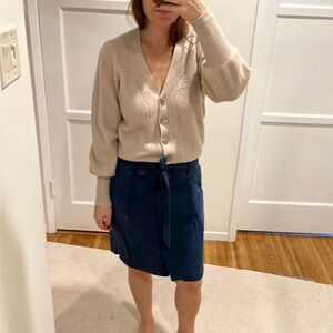 Frame Blue Silk Skirt